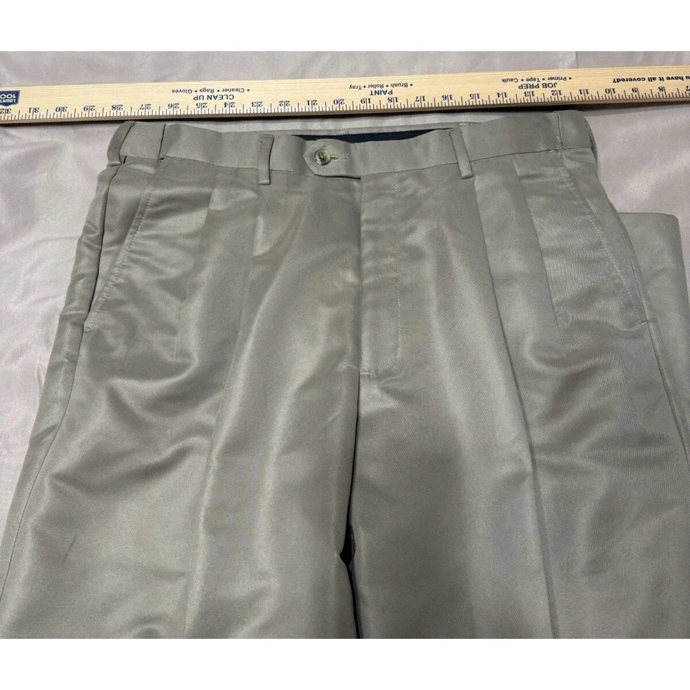 PERRY ELLIS PORTFOLIO Men's Tan Pleated-Front Classic-Fit Dress Pants SZ 33x29‎